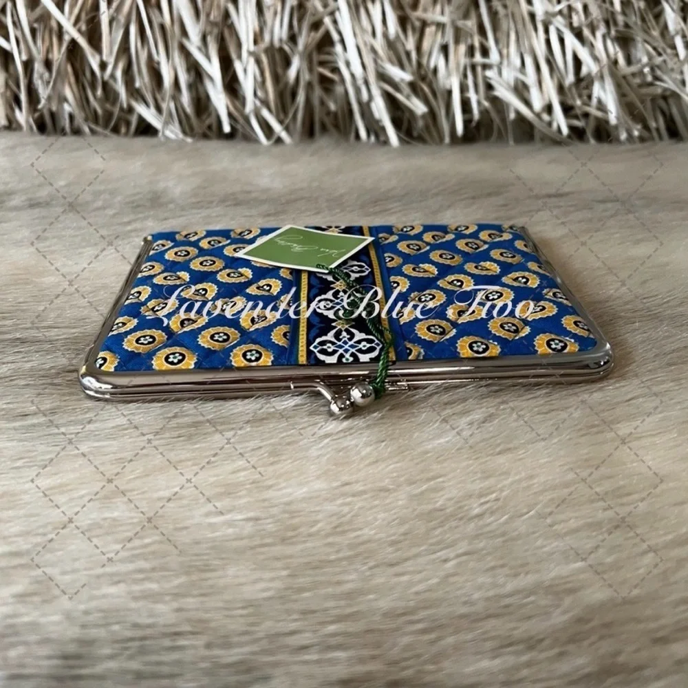 New VERA BRADLEY Riviera Blue 2008! Hugs-n-Kisses Photo Holder Blue Yellow Y2K